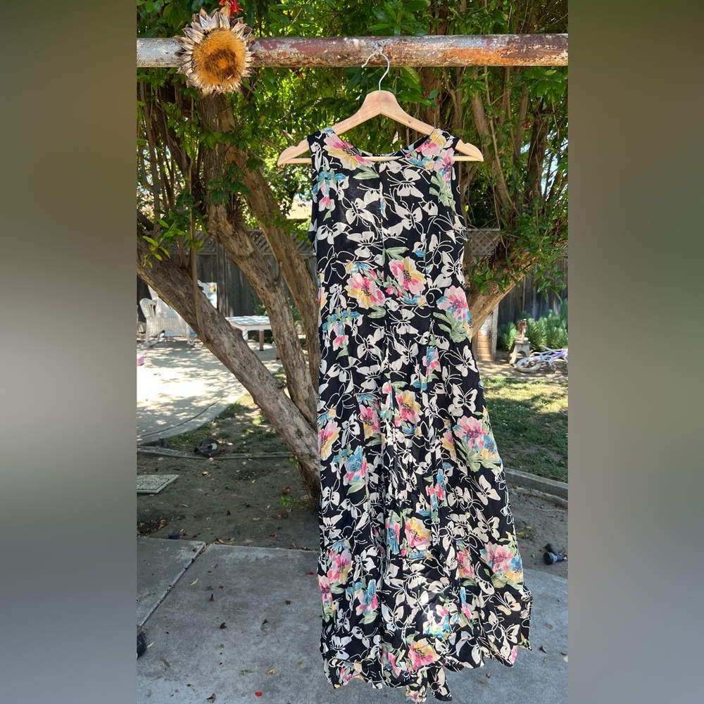Vintage 90’s Olivia Pink and Green Sleeveless Sundress for Resort Wear